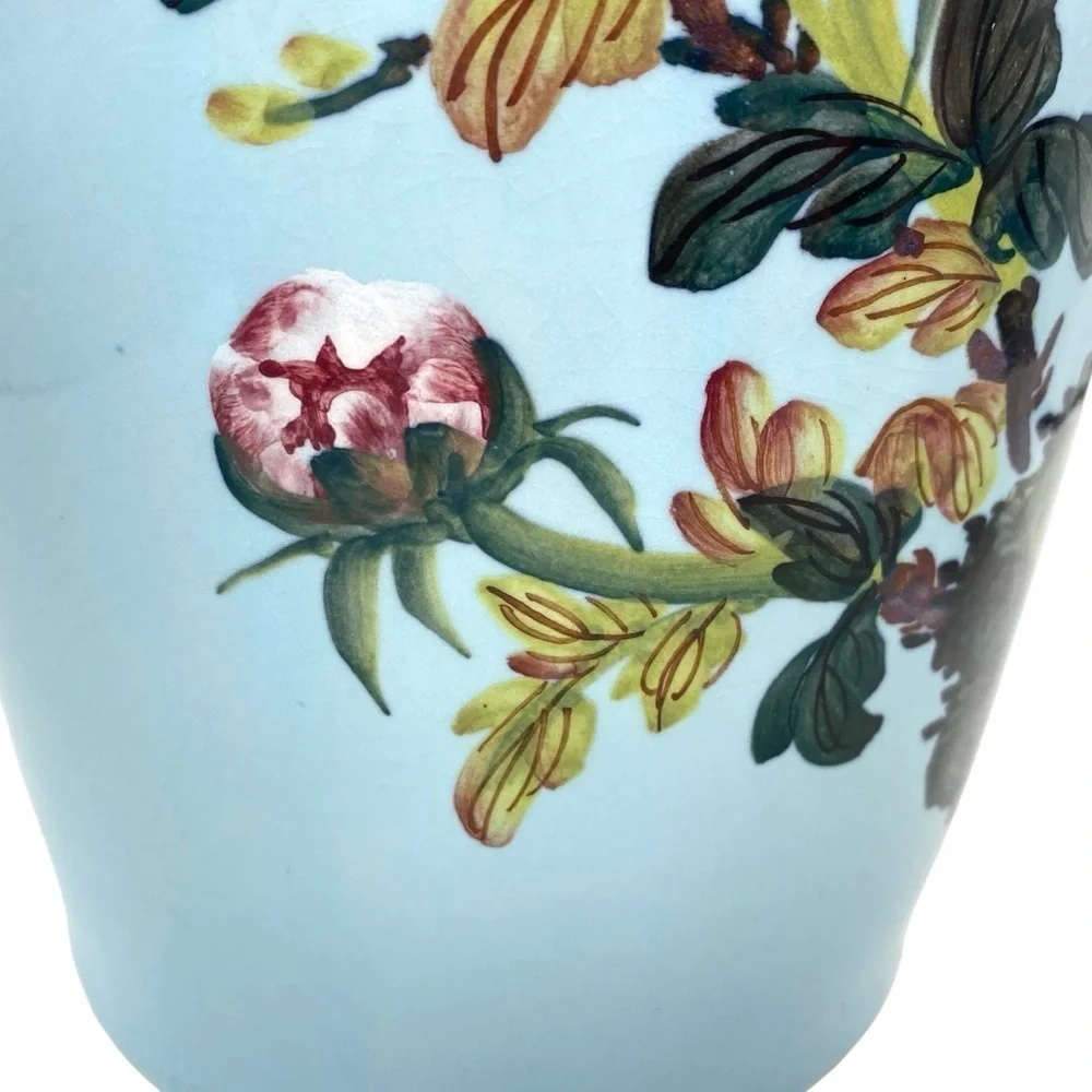 Vintage Taiwan Rocporcelain Peacock Hand Painted Large Floor Vase